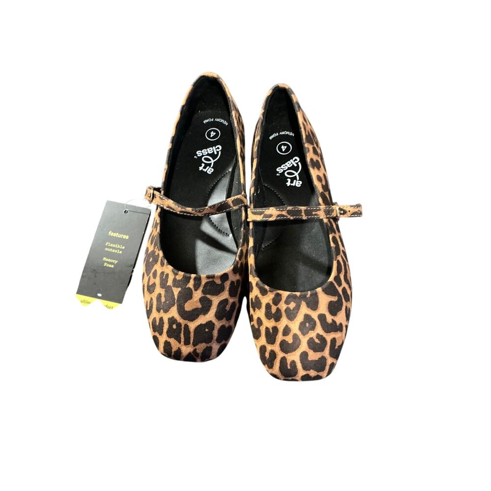 Girls Adorable Leopard Print Ballet Shoes - Size 4, New!